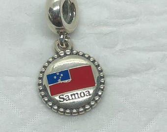 Pandora Islands Of Samoa Exclusive Flag Dangle Charm /Travel charms|S925 Sterling Silver Jewelry|Charm Bracelets|with gift Box