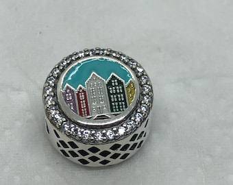 Charm de casas de Brujas / Charm exclusivo de Bélgica / Charms de viaje / Regalos de cumpleaños / Joyería de plata de ley S925 / Pulseras con charms / Con caja de regalo