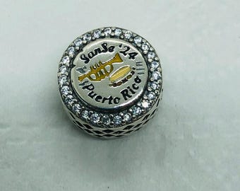 Puerto Rico Sanse' 24 Exclusive Bead Charm/Travel Charm/Christmas gifts|S925 Sterling Silver Jewelry|Charm Bracelet|with gift Box