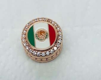 Dije exclusivo con la bandera de México, dije de viaje, regalo de cumpleaños, joyería de plata de ley S925, pulseras con dijes, con caja de regalo.