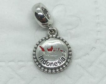 Indonesia map Exclusive Charm/Travel charm|Birthday gifts|S925 Sterling Silver Jewelry|Charm Bracelets|with gift Box