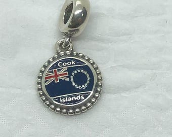 Pandora Flag of the Cook Islands Exclusive Dangle charm/Travel charms|S925 Sterling Silver Jewelry|Charm Bracelets|with gift Box