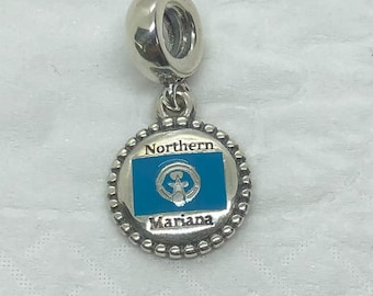 Pandora Flag of the Northern Mariana Islands Exclusive Dangle charm/Travel charms|S925 Sterling Silver Jewelry|Charm Bracelets|with gift Box