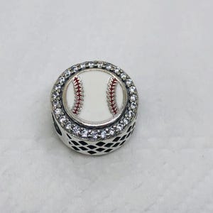 Charm Pandora a forma di palla da baseball / Charm da viaggio / Regalo di compleanno / Gioielli in argento sterling S925 / Bracciale con charm / Con confezione regalo