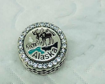 Pandora Alaska Exclusive Moose Dangle Charm Pendant /Travel charms|Birthday gifts|S925 Sterling Silver Jewelry|Charm Bracelets|with gift Box