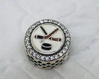 Pandora Goal Hockey Dangle Charm Hockey Charm/Beach Travel charm|Birthday gift|S925 Sterling Silver Jewelry|Charm Bracelet|with gift Box