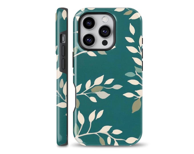 Teal Botanical Leaf Cover