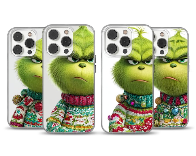 Green Grinch Phone Case, Durable TPU Cover for iPhone 16e, 17 Pro Max, Samsung S25 Edge, Pixel 10, 9A, Christmas Gift, Holiday  Cover