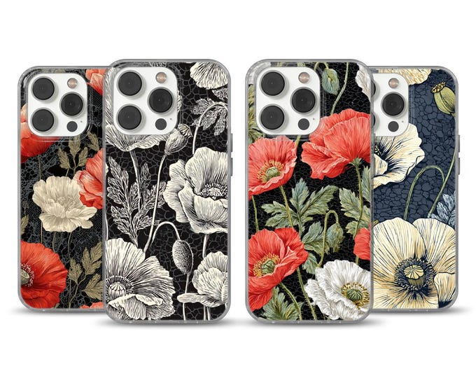 Cream Poppy Vintage Floral Phone Case cover