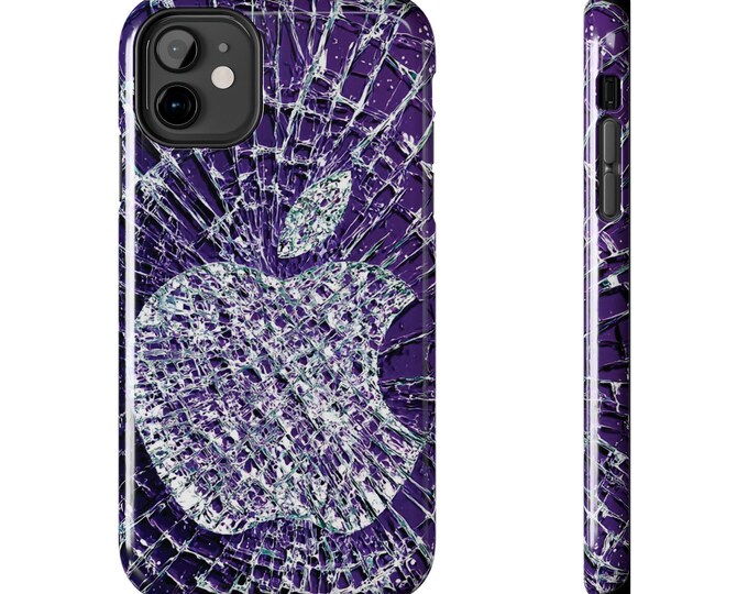 Cracked Glass Apple Logo | Shattered Purple iPhone Case
