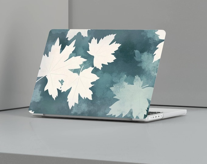 White Maple  Teal Botanical Laptop skin, Cover for MacBook Pro 16, 15, Air 13, 14, Gift for MAC owner