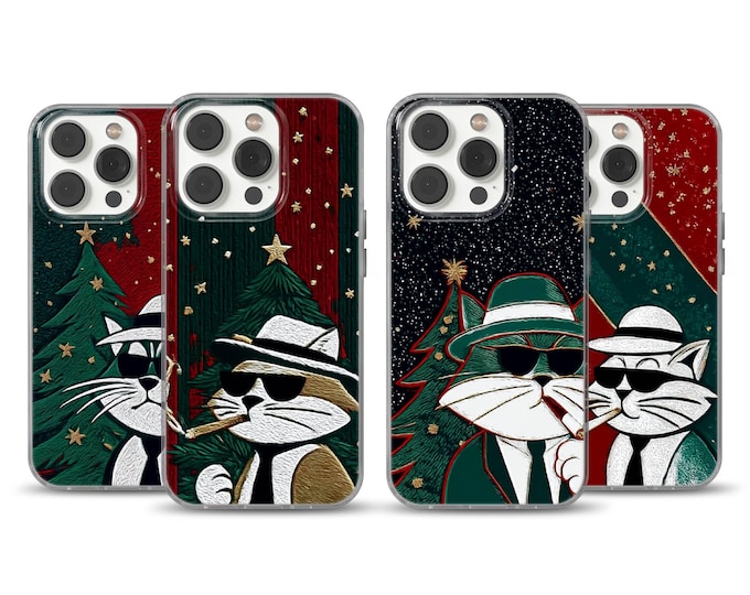 Christmas  Phone Case, Cat Meme Parody Cover for iPhone 16e, 17 Pro Max, 17 Air, Samsung S25 Edge, Pixel 10, 9A, Stylish Gift