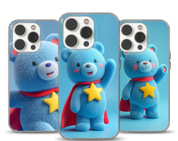 Google Pixel 9A Superhero Teddy  Phone Case, Soft Gel Cover, Kids Protective Case, Cute Bear,  Durable & Fade-Resistant