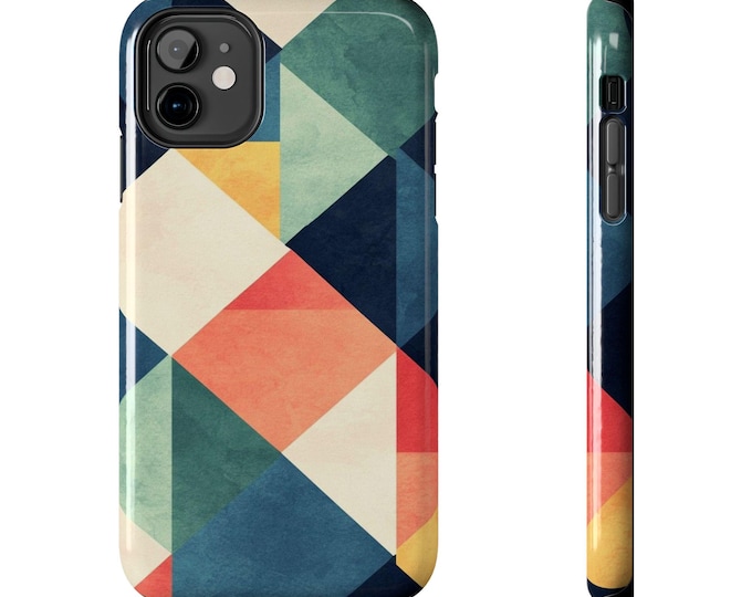 Retro Geometric Triangle Tough Phone Case | Colorful Pattern