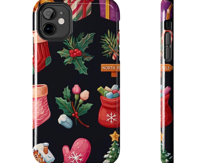 Christmas Holly Mittens Phone Case, Tough Impact-Resistant Cover for iPhone 17, Holiday Stocking Ornaments, Festive Christmas Accessories