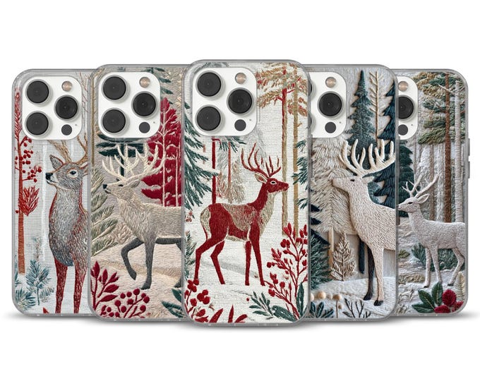 Faux-embroidered 3D Nordic Christmas phone case for the iPhone 16e, 17 Pro Max, 17 Air, Samsung S25 Edge, A16, Pixel 10, and 9A