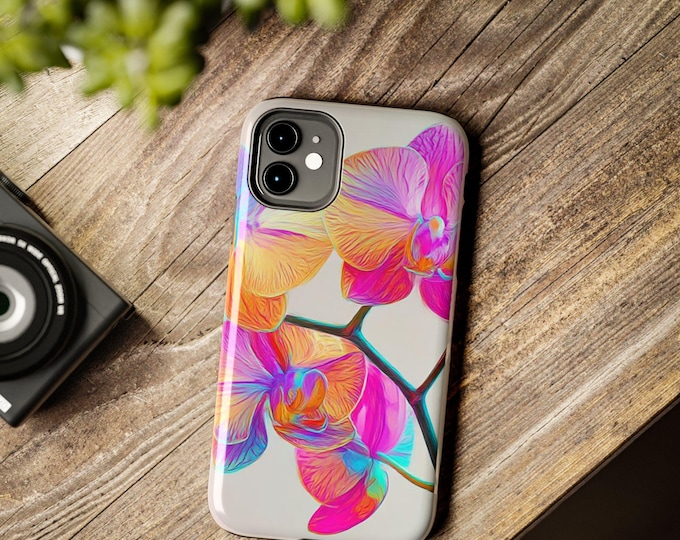 Neon Orchid Illustration Phone Case | Colorful Floral Protection