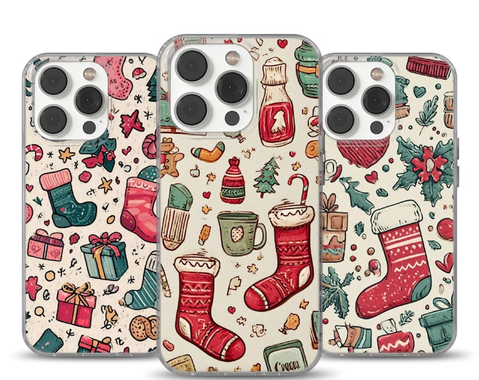 Christmas sock  Nice gift cover for iPhone 16e, 17 Pro Max, 17 Air, Samsung S25 Edge, A16, Pixel 10, 9A