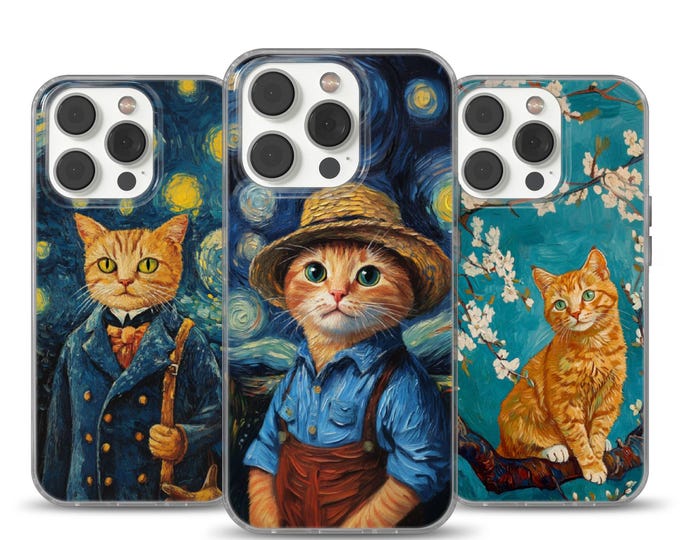 Van Gogh Phone Cover Cat Art