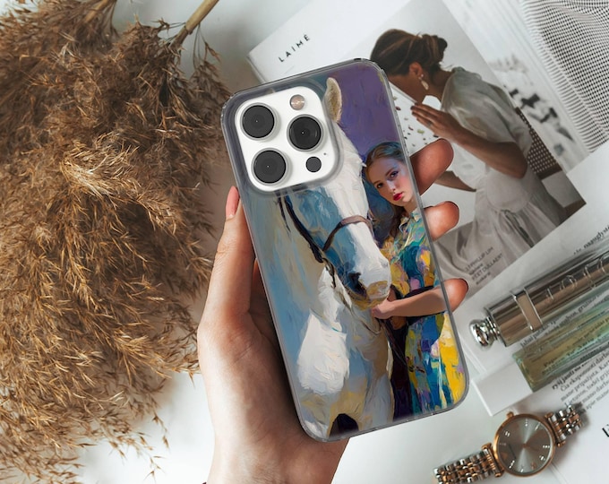 Horse Phone Case for iPhone 16, 17 Pro Max, Pixel 10, Samsung S25 Edge—Girly, Elegant, and Whimsical Design with High-Quality TPU Material