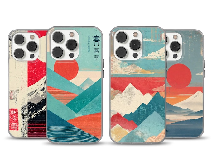 Japanese Mountain Phone Case for iPhone 12, 13, 14, 15, 16, and 17 Pro Max with Soft Gel Cover