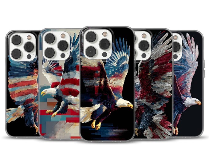 American flag design and a patriotic eagle phone case
