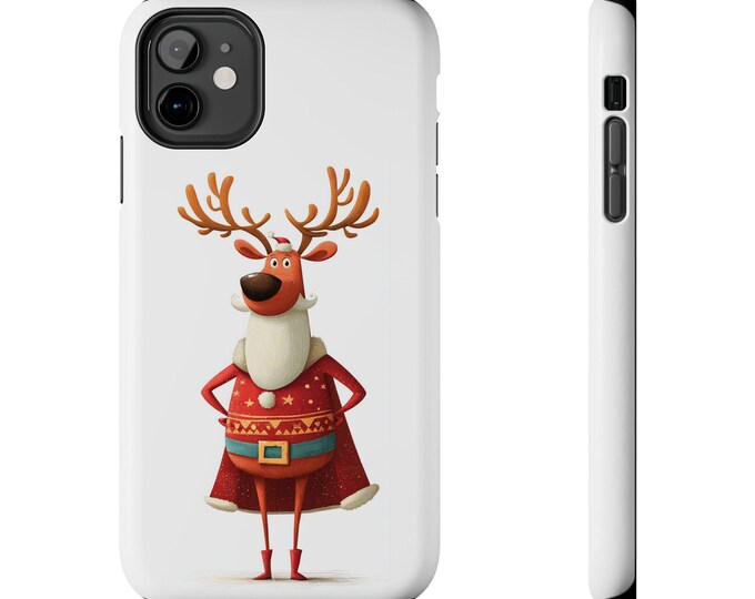Cartoon Reindeer Tough Phone Case | Christmas Holiday Design