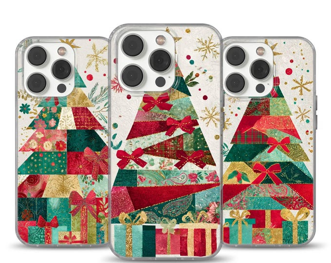 Christmas Tree Phone Case Christmas embroidery cover.