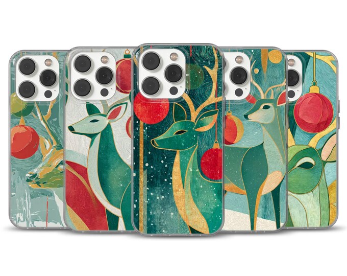 Christmas Deer Phone Case: A stylish holiday cover with a whimsical Christmas design for the iPhone 14, 15, 16, 17, Samsung S23, and Pixel