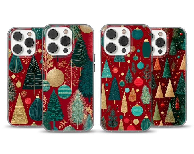 Lightweight TPU, Xmas Design, Christmas Tree Case, Samsung S25, Pixel 10, iPhone 12, 13, 14, 15, 16, and 17 Slim Gel Cover