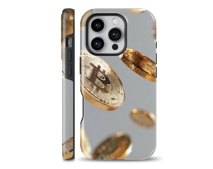 Crypto Pattern Phone Case for iPhone 17, 16, 14 Pro Max | MagSafe Cover with Cryptocurrency Design, Durable TPU & Plastic, Gift for Her