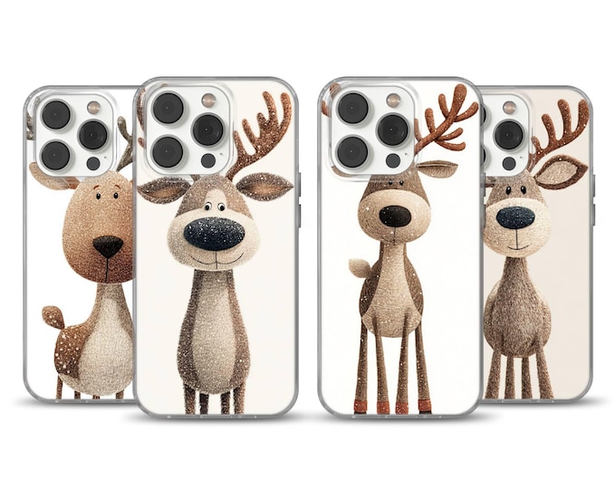 Christmas Antler Animal Phone Case with Reindeer Illustration