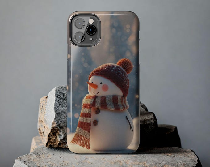 Smiling Snowman Winter Scene Phone Case | Tough Case