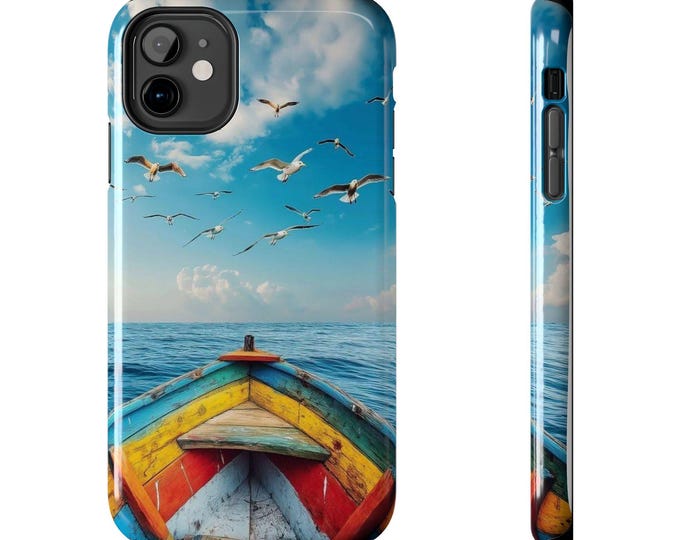 Colorful Boat Bow with Seagulls phone case | Tough Phone Cases
