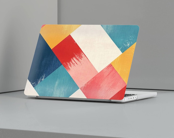Retro Geometric MacBook Case Colorful Triangle Laptop skin, Cover MacBook Pro 16, 15, Air 13, 14, Gift for MAC owner