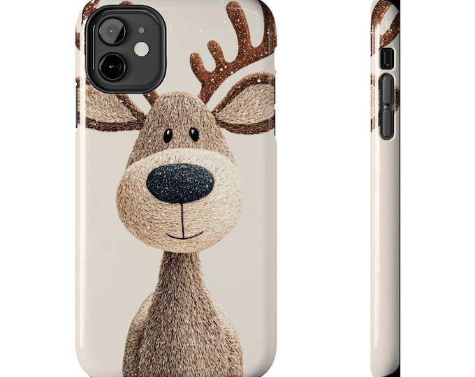 Reindeer Illustration Phone Case | Christmas Antler Animal Tough Case