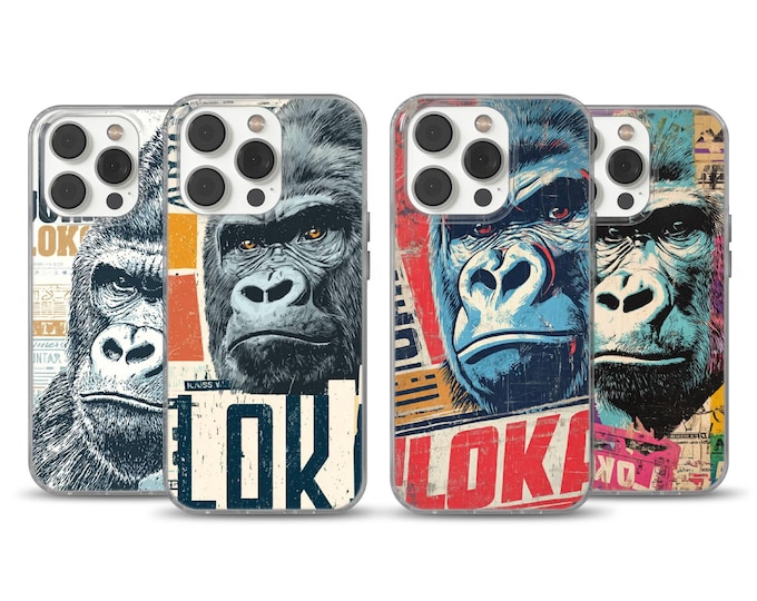 Gorilla Phone Case Illustration cover for iPhone 16e, 17 Pro Max, 17 Air, Samsung S25 Edge, A16, Pixel 10, 9A