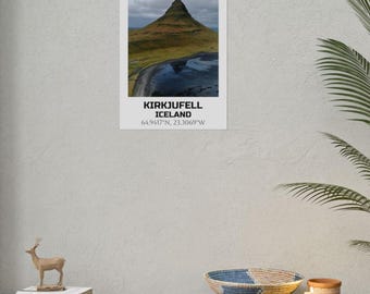 Lámina de arte mural de Kirkjufell, Islandia: Póster de paisaje montañoso icónico: Decoración fotográfica de viajes de naturaleza escandinava