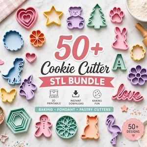 50+ Cookie Cutter STL Bundle | Baking, Fondant & Pastry Cutters | 3D Printable Collection | Instant Download