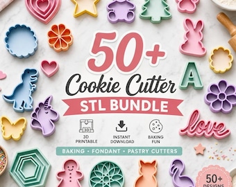 Paquete de más de 50 cortadores de galletas en formato STL / Cortadores para repostería, fondant y pasteles / Colección imprimible en 3D / Descarga instantánea