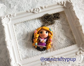 Rapunzel Polymer Clay Cameo Necklace