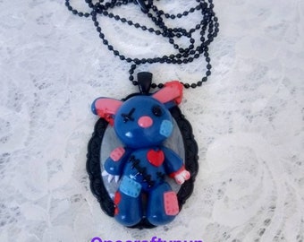 Creepy Bunny Doll Cameo Necklace