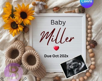 Boho Baby Announcement, Gender Neutral Social Media Reveal (Editable Canva Template)