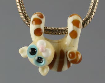 Cat necklace glass charm pendant jewelry bead lampwork Glass bead, cat pendant european bracelet big hole beads BHB bead