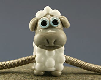 Sheep Glass lampwork big hole bead or BHB bead fit bracelet for european bracelet