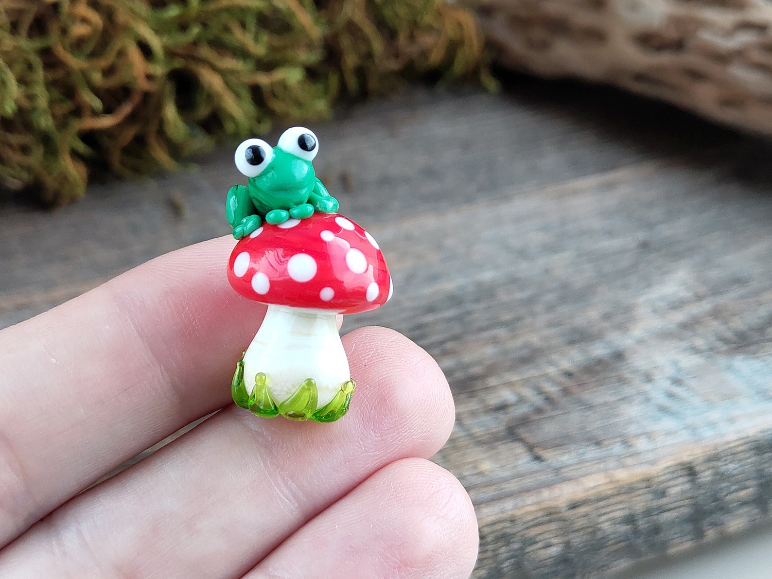 Mushroom ornament glass mushroom miniature glass toadstools Etsy