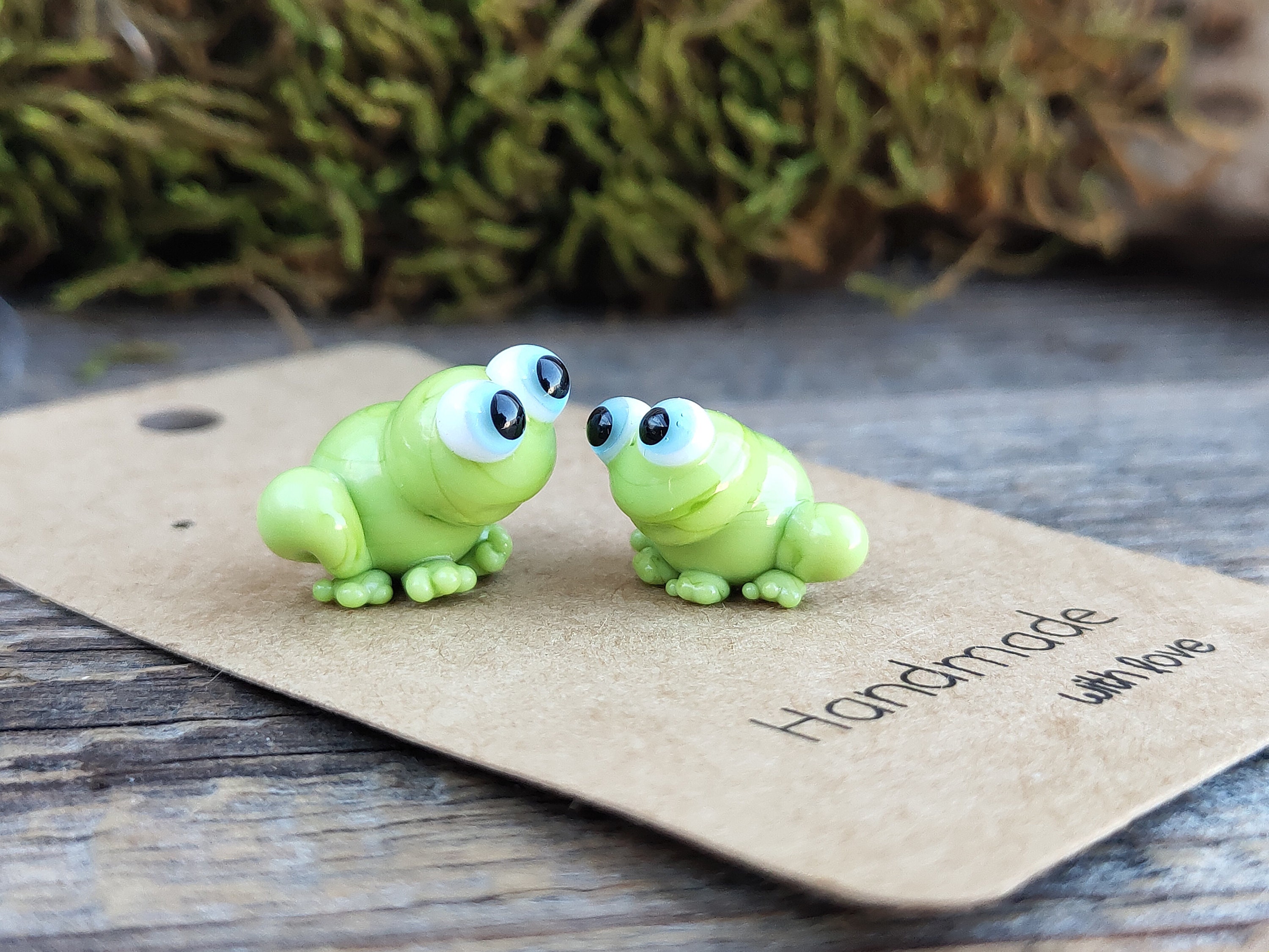 Frog Figurine Frog Miniature Frog Earrings Glass Frog Frog | Etsy