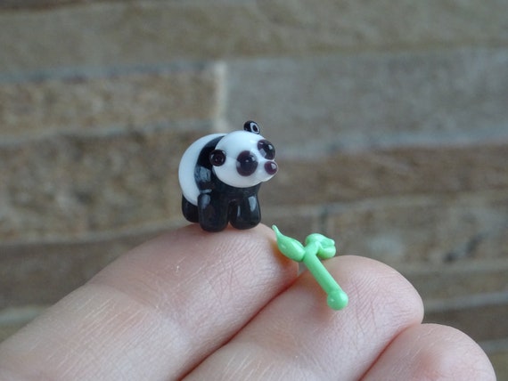 Panda Miniature Bear Figurine Sculpture Animal Bead Etsy