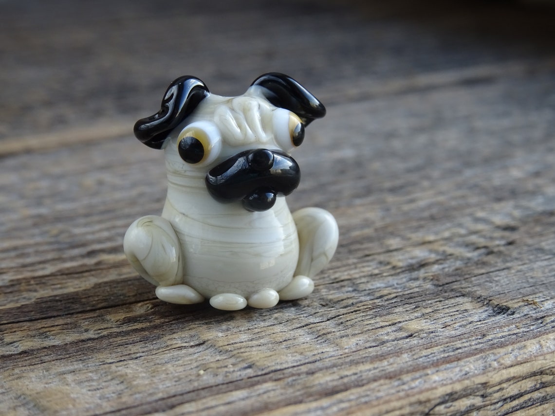 MINIATURE ANIMALS Pug gift Pug figurine Glass pug statue Glass | Etsy