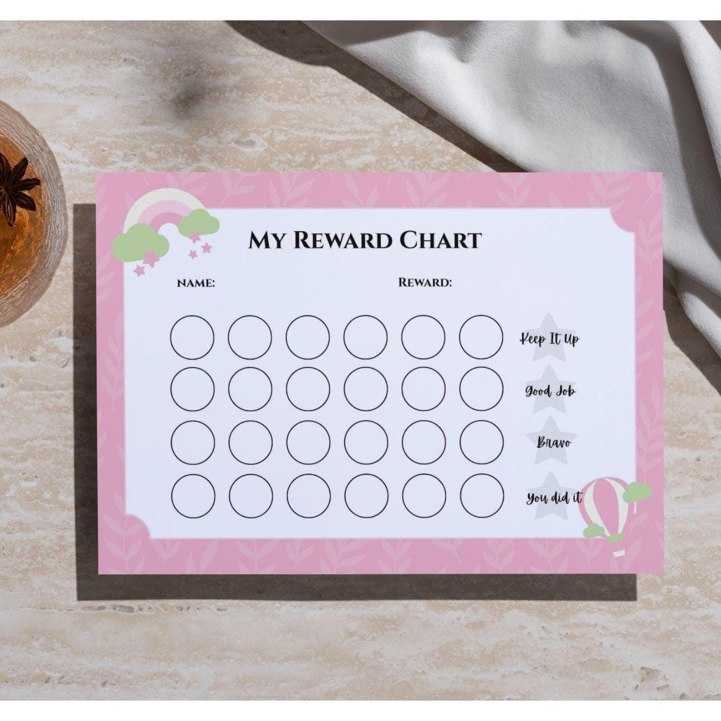 Kids Reward Chart Pink Rainbow Version| Behavior Support | Daily ...